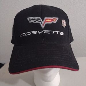 Ralph White Corvette Unisex Adult Strapback Adjustable Embroidered Hat With Pin